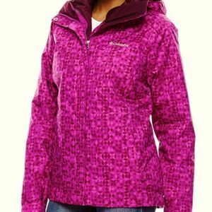 Columbia Womens Outer West Interchange Jacket Bright Plum Print Large